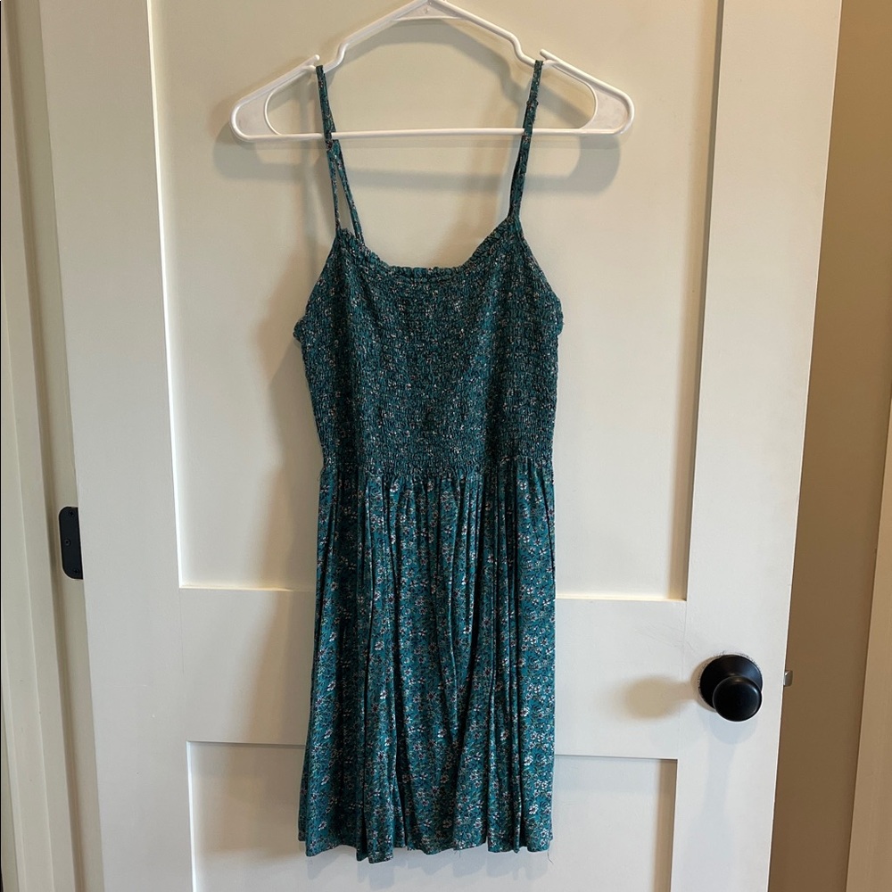 Angie Teal Floral Mini Dress